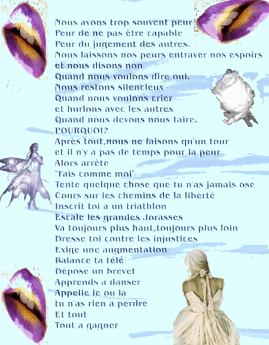 Peur...!!! de Quoi...LOL ... du jugement des Autres...Alors Apprends � Danser LOL ...Bisss les Ami